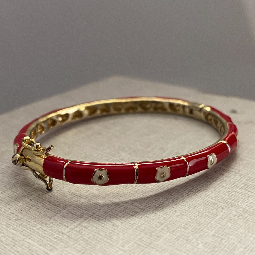 Little Miss Twin Stars Girls Red Enamel Bracelet